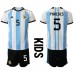 Billige Argentina Leandro Paredes #5 Hjemmetrøye Barn VM 2022 Kortermet (+ korte bukser)